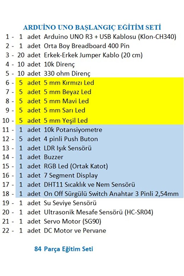 Arduino Uno Başlangıç Eğitim Seti - 2