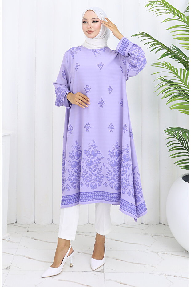 تونيك منقوش 1012-01 أرجواني - 2