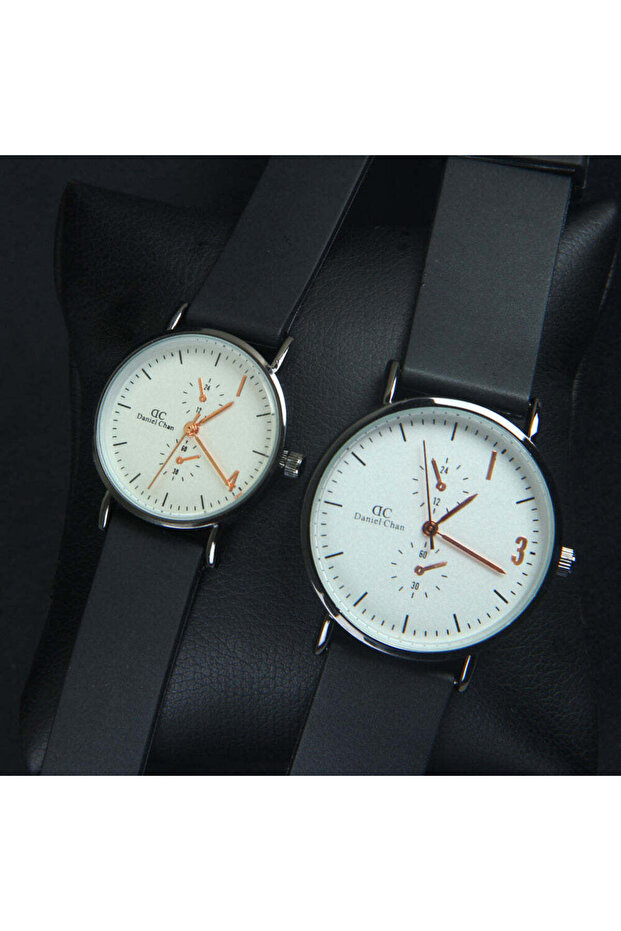 Black Strap White Dial 1315 Couple's Wrist Watch
