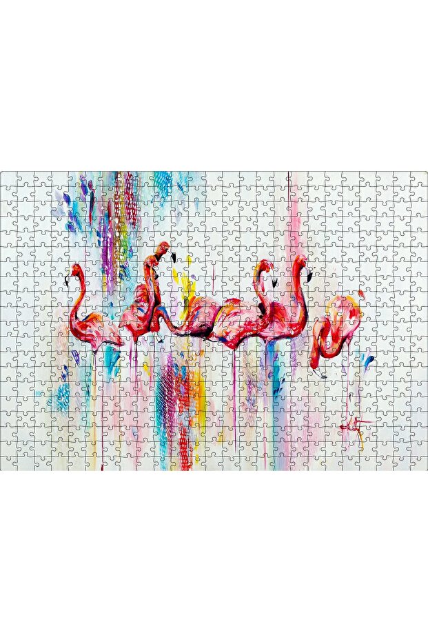 Cakasepetim Flamingos Watercolor Drawing 500 Piece Puzzle Jigsaw Mdf (Wood)