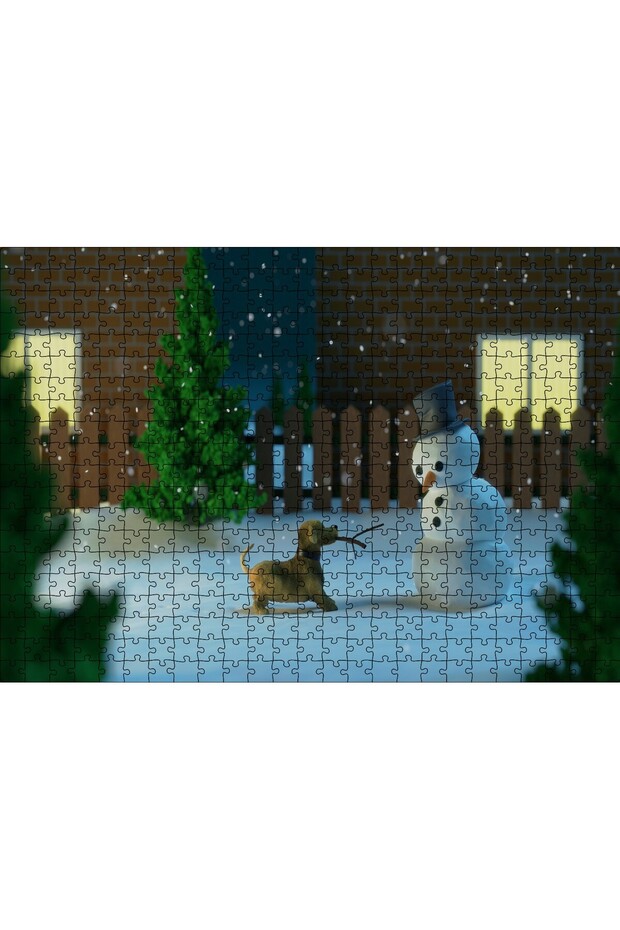 Cakasepetim Snowman and Dog Who Wants to Play 500 Piece Puzzle Jigsaw Mdf (Wood)