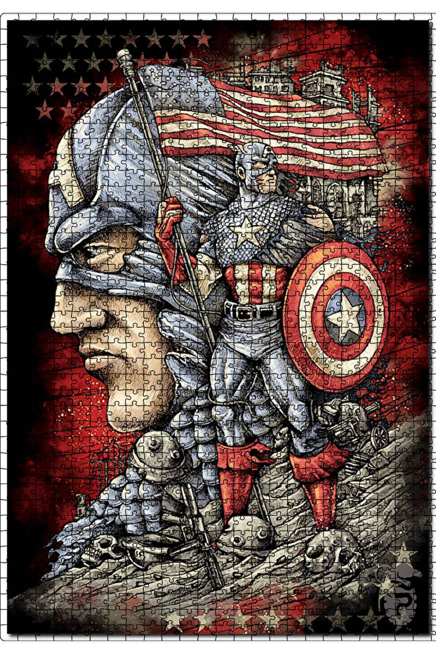 Cakasepetim Ilütirasyon Captain America 1000 Piece Puzzle Jigsaw Mdf (Wood)