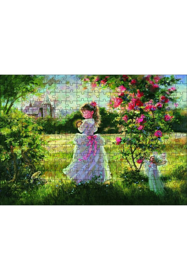 Cakasepetim Little Girl, Fairy and Castle Oil Painting 255 Piece Puzzle Jigsaw Mdf (Wood)