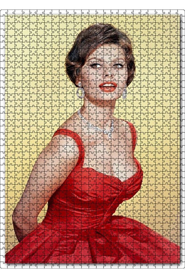 Cakasepetim Sophia Loren in Red Dress 1000 Piece Puzzle Jigsaw Puzzle Mdf (Wood)