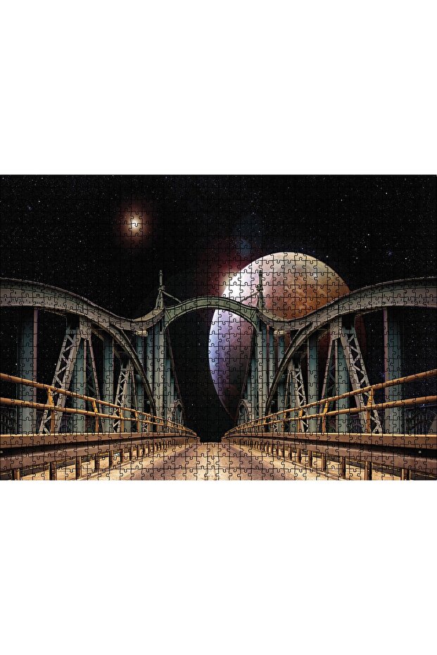 Cakasepetim Bridge over the Night Sky Planet 1000 Piece Puzzle Jigsaw Mdf (Wood)