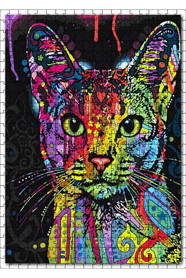 Cakasepetim Dance of Colors Cat Face 500 Piece Puzzle Jigsaw Puzzle Mdf (Wood)