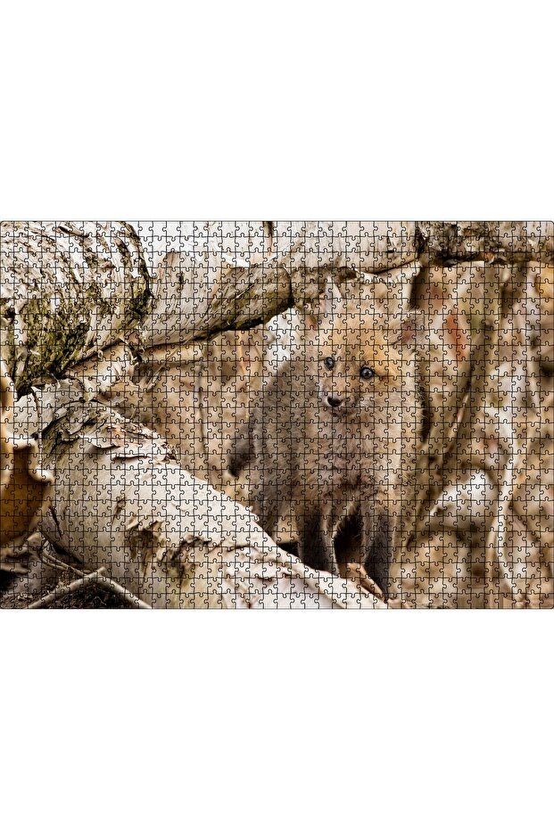 Cakasepetim Baby Fox among the Trees in the Forest 1000 Piece Puzzle Jigsaw Mdf (Wood)