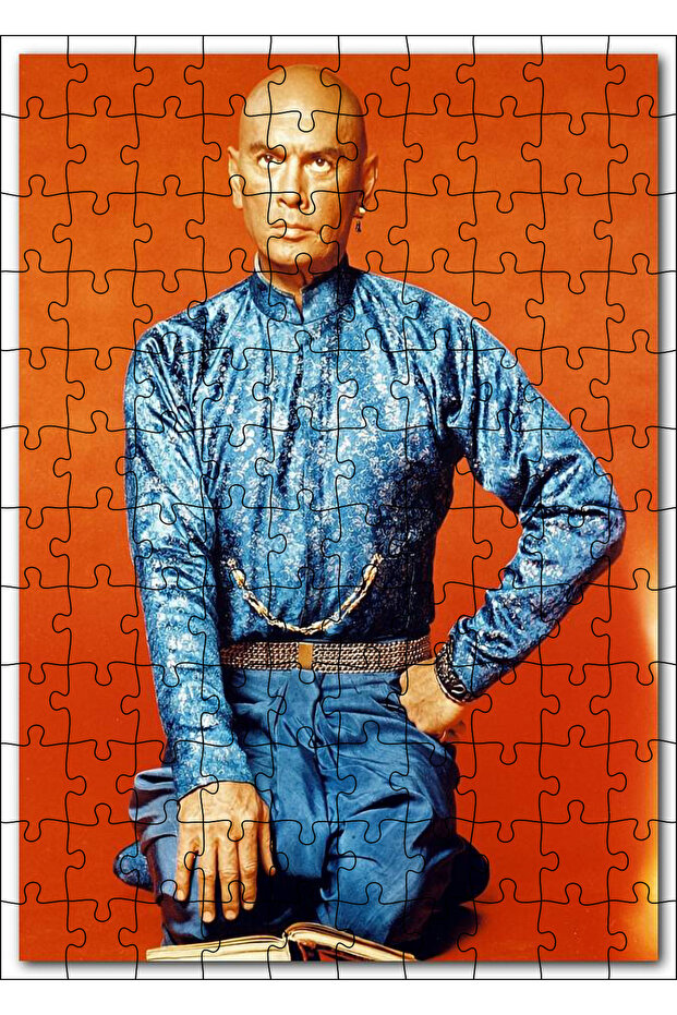 Cakasepetim Yul Brynner in Blue Shiny Dress Red Background 120 Piece Puzzle Jigsaw Mdf (Wood)