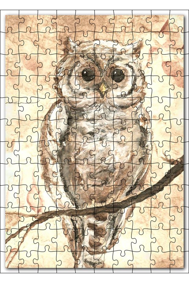 Cakasepetim Oil Painting Male Owl Picture Visual 120 Piece Puzzle Jigsaw Mdf (Wood)