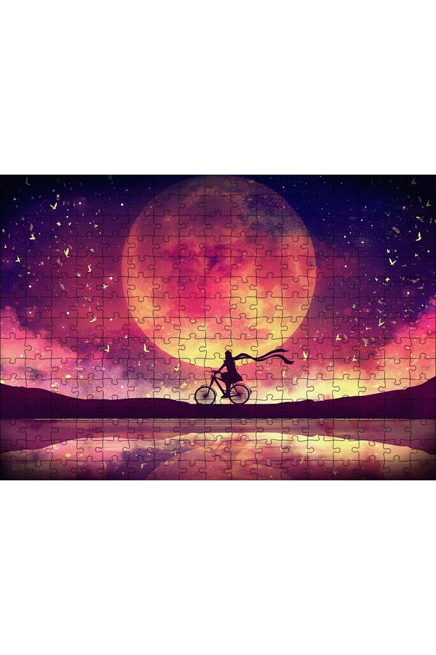 Cakasepetim 120 Piece Puzzle Jigsaw Puzzle with Surreal Bicycle in Moon Landscape Mdf (Wood)
