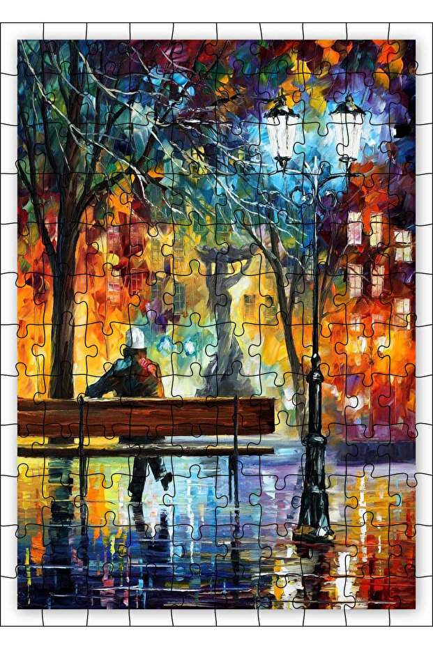 Cakasepetim Alone on the Bench Oil Painting 120 Piece Puzzle Jigsaw Mdf (Wood)