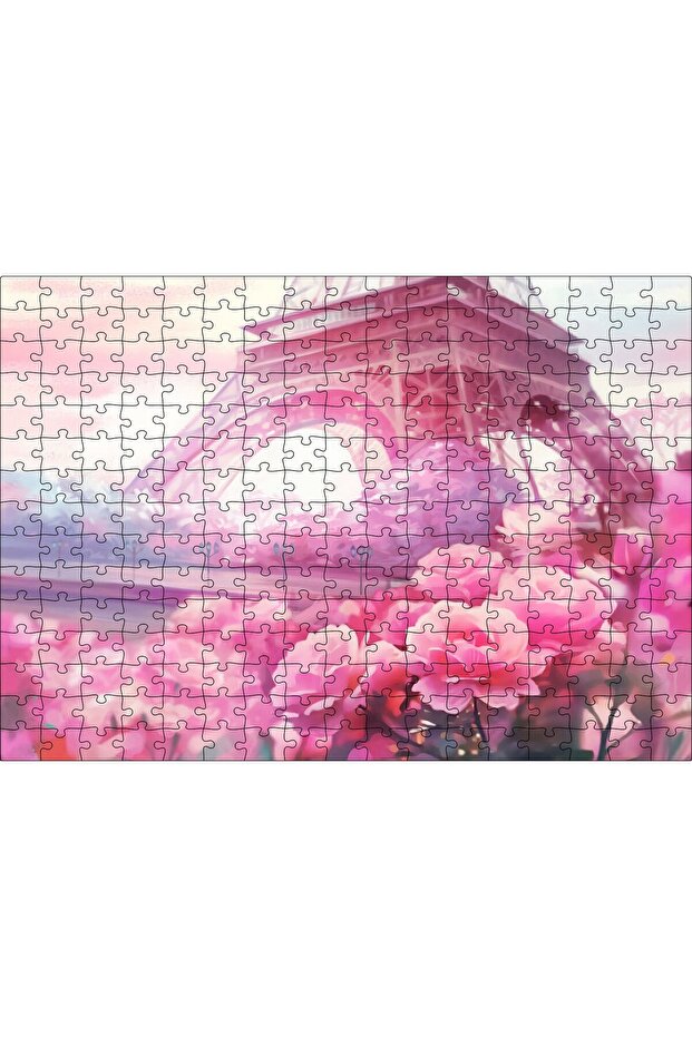 Cakasepetim Eiffel Tower and Pink Roses 255 Piece Puzzle Jigsaw Mdf (Wood)