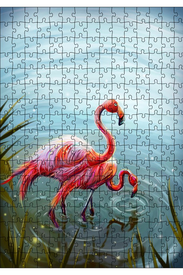 Cakasepetim a Pair of Flamingos in the Lake 255 Piece Puzzle Jigsaw Mdf (Wood)