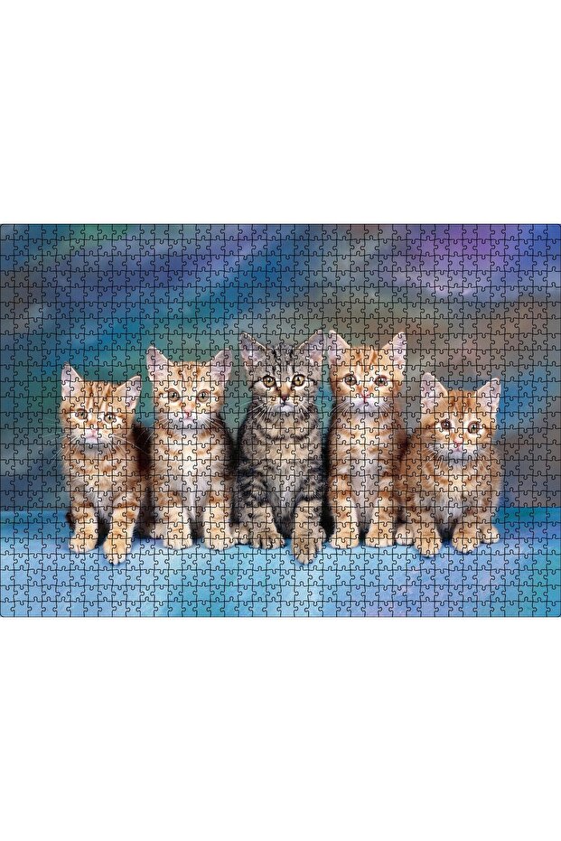 Cakasepetim the Tabby Cat among Four Kittens 1000 Piece Puzzle Jigsaw Mdf (Wood)