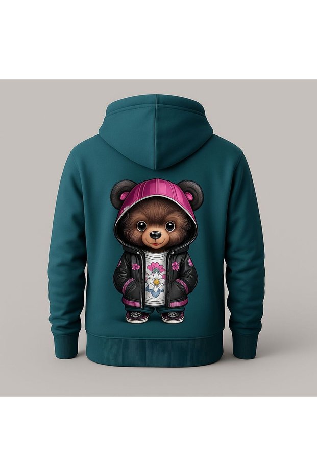 Cute Bear Printed Hooded Sweatshirt – Unisex Casual Fashion