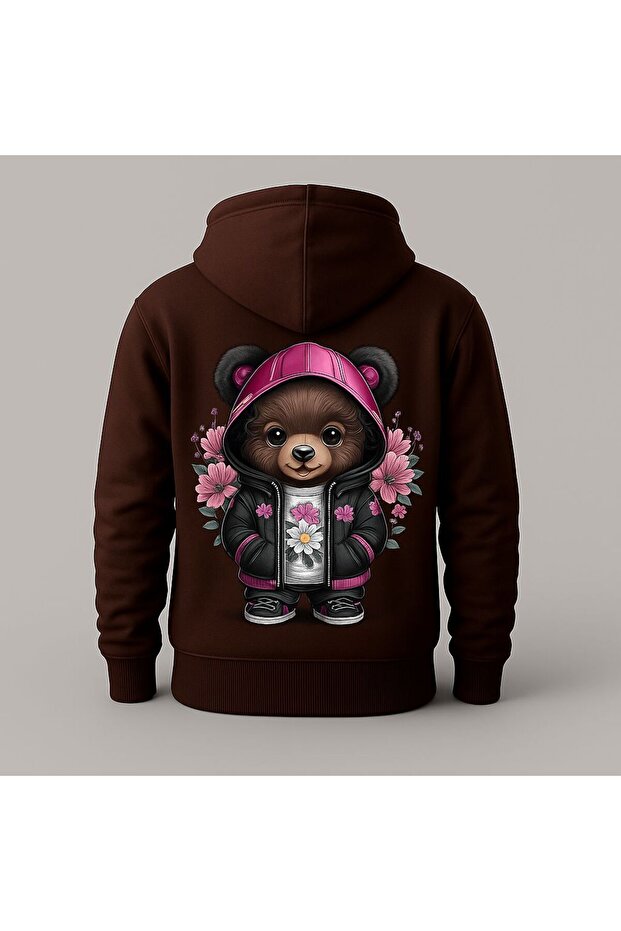 Cute Bear Printed Hooded Sweatshirt – Unisex Casual Fashion
