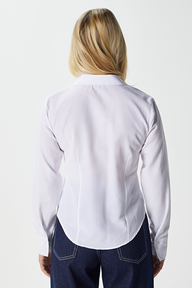 Kadın Owen Vucüda Oturan Ekru Gömlek - 6