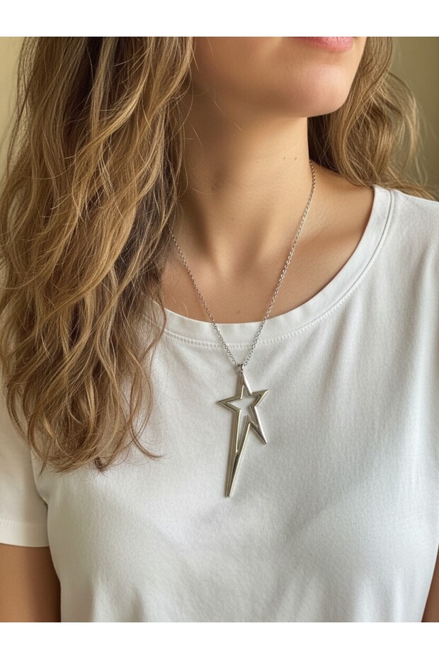 Silver Color Star Steel Necklace