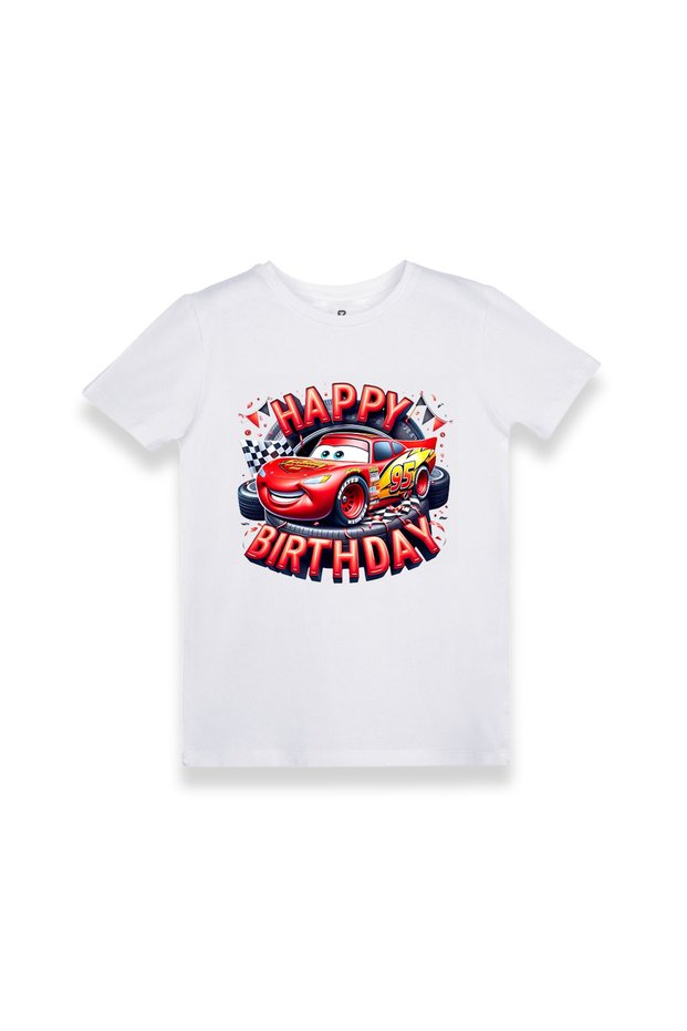 Lightning Mcqueen Birthday Themed Printed Design Children's T-Shirt