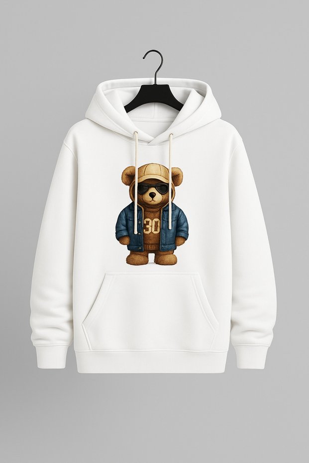 Unisex Hooded Printed Sweatshirt | Teddy Bear Patterned Comfortable Modern Stylish Style for Casual Daily Outfits