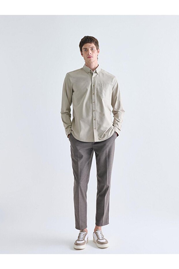 Regular Fit Uzun Kollu Armürlü Erkek Gömlek (W5) - 2