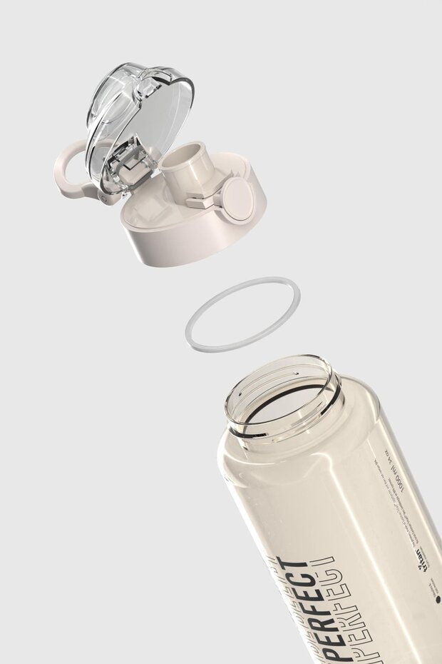 Saga Loop Text Patterned 1000 ml Tritan Flask 912138 Beige - 4