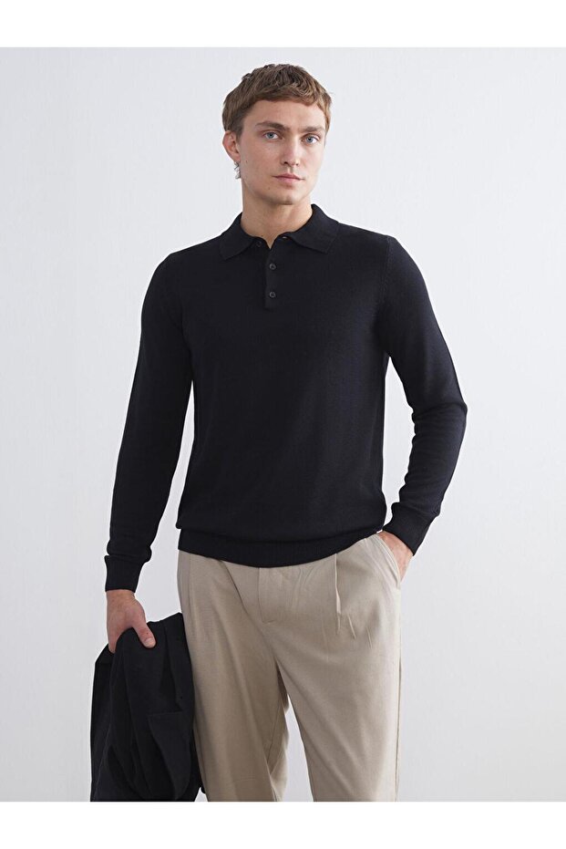 Polo Neck Men's Knitwear Sweater (W5)