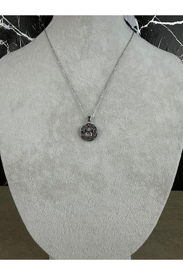 Eye Figured Steel Necklace Silver