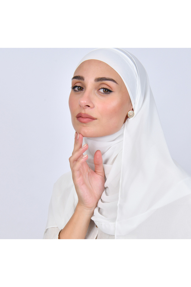 طرحة شيفون بربطة اغلاق - اوف وايت
