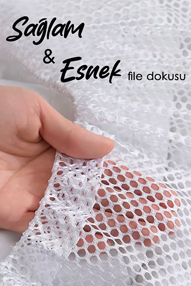 4-Piece Curtain and Laundry Net Set - Large Size Drawstring Laundry Net 60X80 cm White - 4