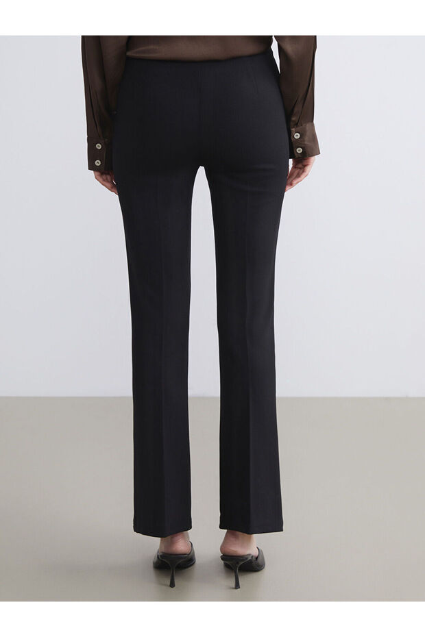 Beli Lastikli İspanyol Paça Kadın Pantolon - 4