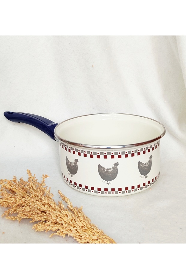 Kara Tavuk Enamel Saucepan Sauce Bowl 2 Liters 19 cm Diameter Casserole Dark Blue Handle