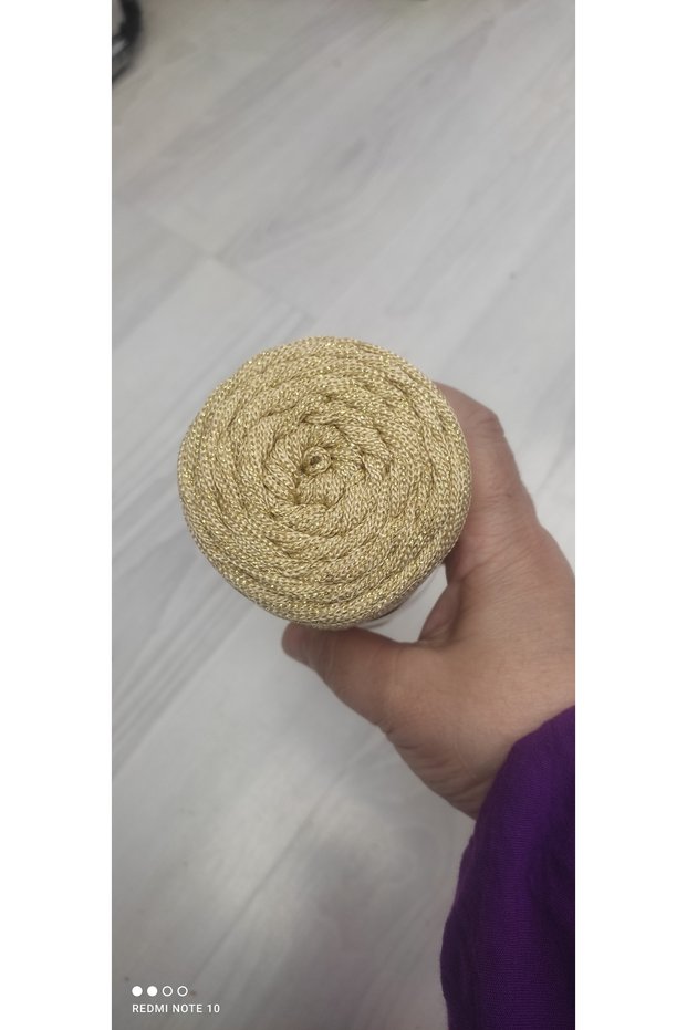 Silvery Gold-Colored Polyester Macrame