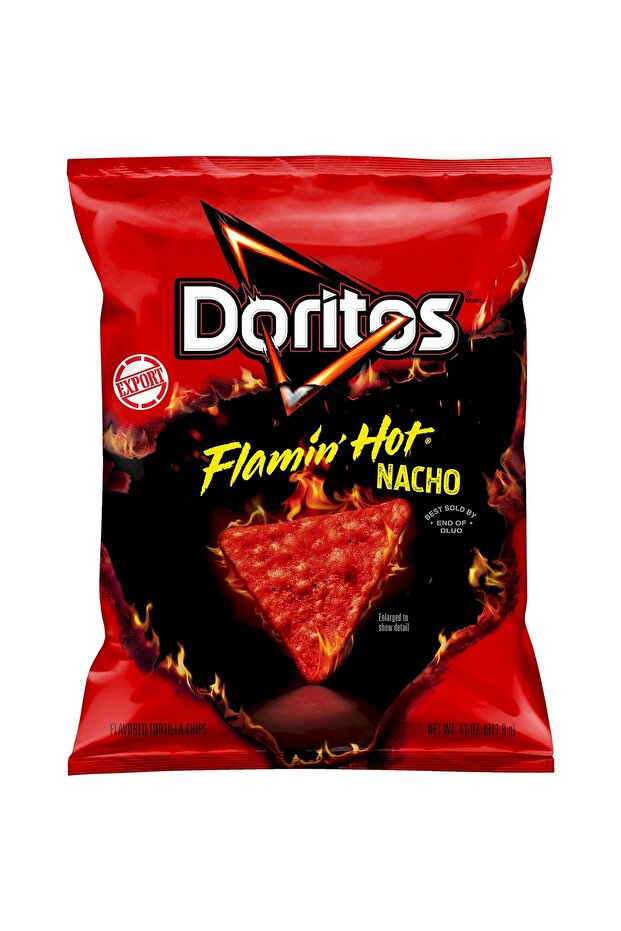 Flaming Hot Nacho Tortilla Chips, 11OZ(312g)-Export x4