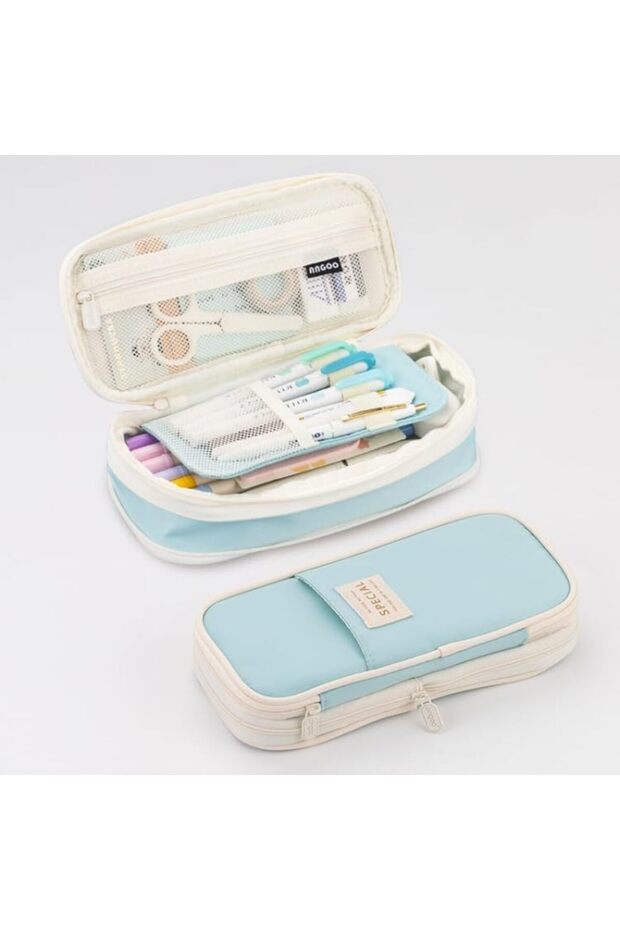 Original For Angoo Macaron Double-layer Retractable Large-capacity Pencil Case Stationery Box (Light