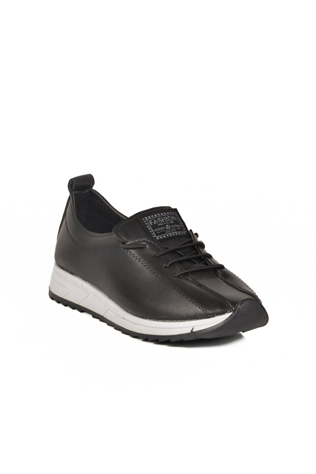 Black Rubber Laced Women's Casual Shoes