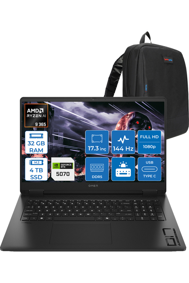 Omen 17-DB1003NT AI R9 365 32GB Ddr5 4tb RTX5070 8gb 17.3 Inç 144Hz FDOS C67G1EAF16 + Zetta Çanta - 1