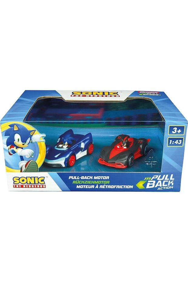 Carrera Pull & Speed Sonic the Hedgehog Cars | 2 Vehicles with Pull-Back Motor | Scale 1:43