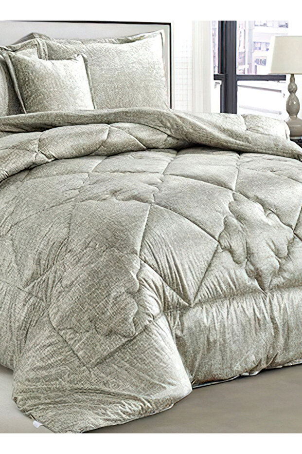 Soft Velvet Comforter set, 4 Pcs Soft Bedding Set, Single Size 160x210cm - 2