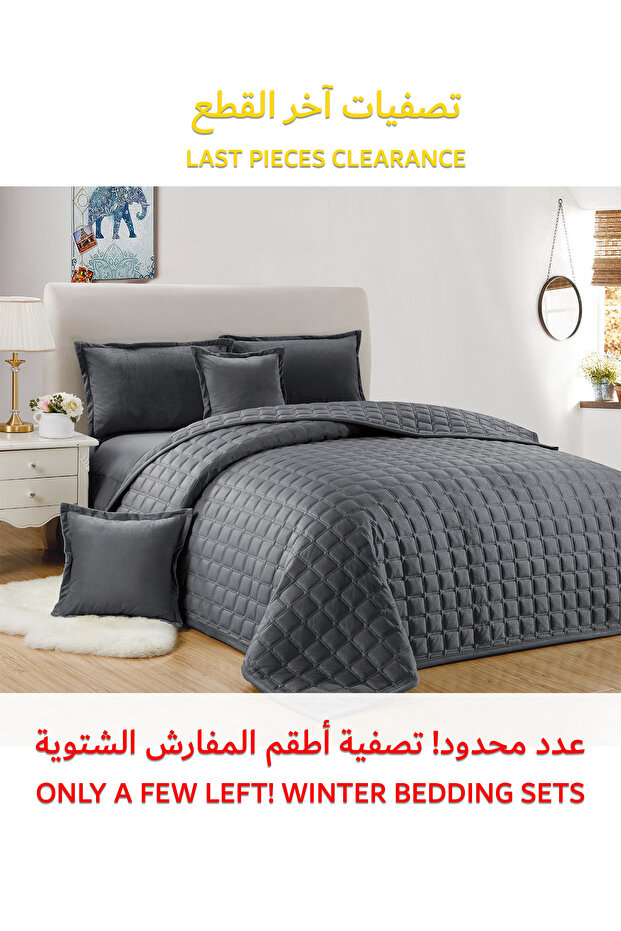 طقم لحاف مخملي ناعم، طقم سرير ناعم مكون من 6 قطع، مقاس كينج 220×240 سم