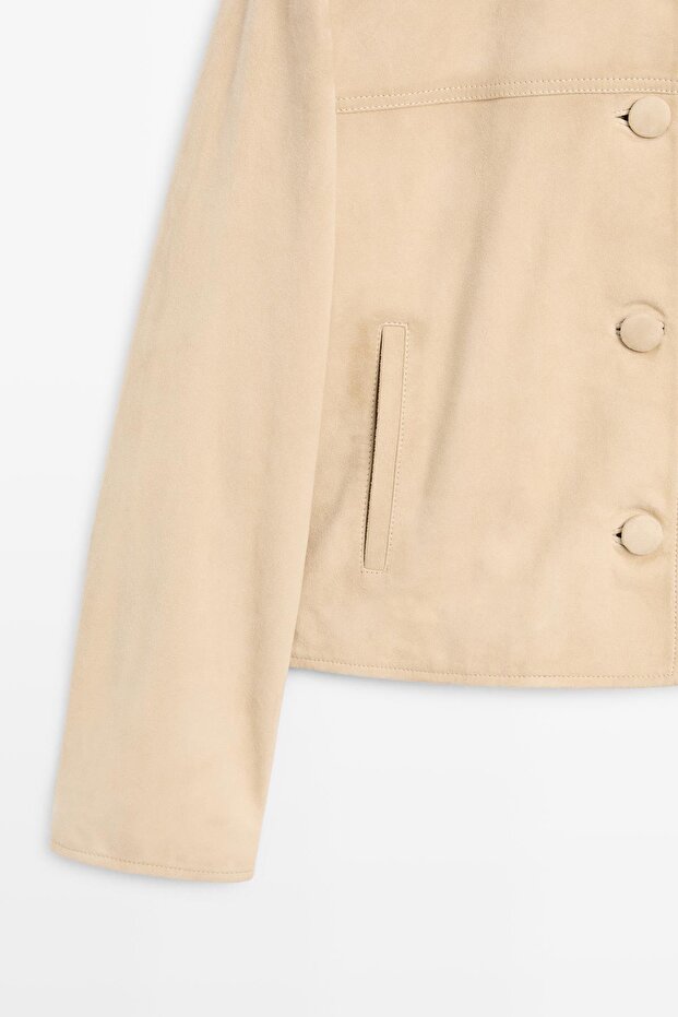 Kısa süet deri ceket - 7