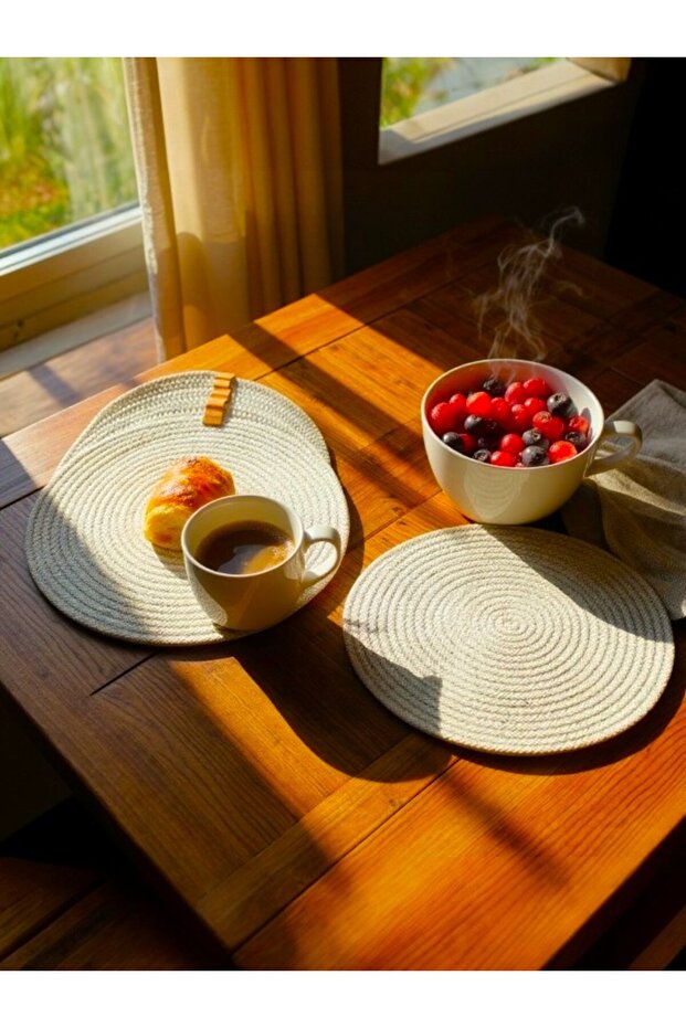 American Service Runner 6-Piece Presentation Placemat Set – Knitted under Plate, Fireproof, Gray