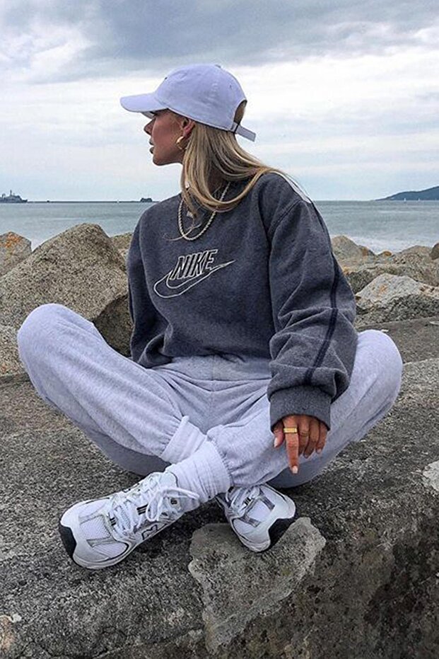 Gri Kadın Basic Eşofman SH276 - 2