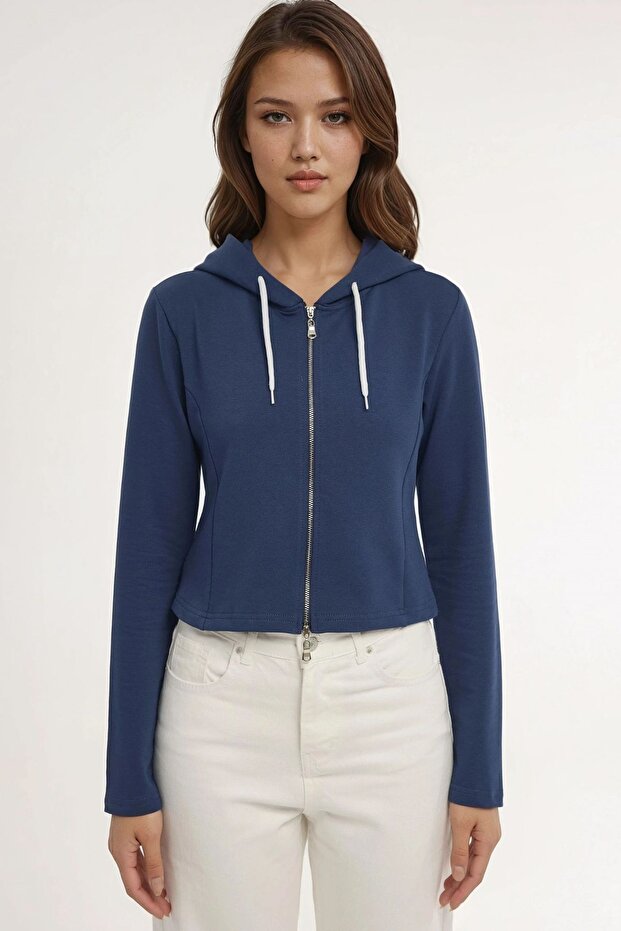 Kapüşonlu Fermuarlı Sweatshirt - 4