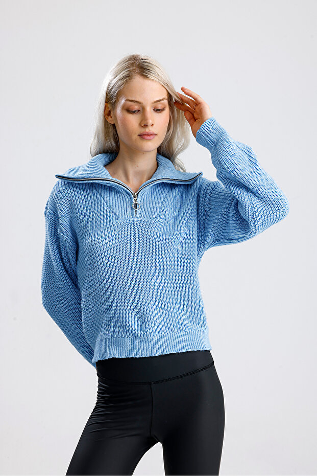 Пуловер с цип - 6