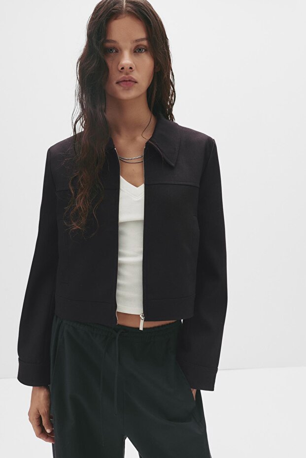 Fermuarlı tailored fit kısa ceket - 2