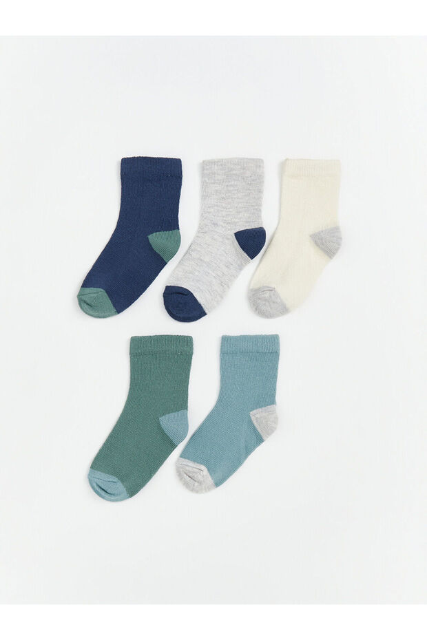 جوارب LCW Baby Blue الأساسية للأطفال الرضع مكونة من 5 قطع