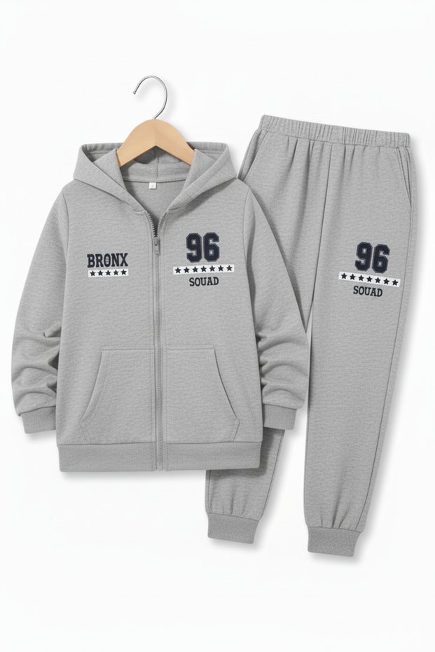 Zipped 96 Bronx Printed Detail Hooded Boys' Tracksuit Set
