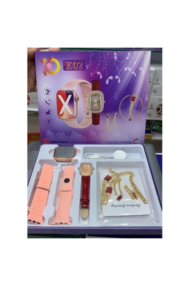 Smartwatch and Jewelry Set, Watch, Necklace, Earrings, Bracelet - Multicolour