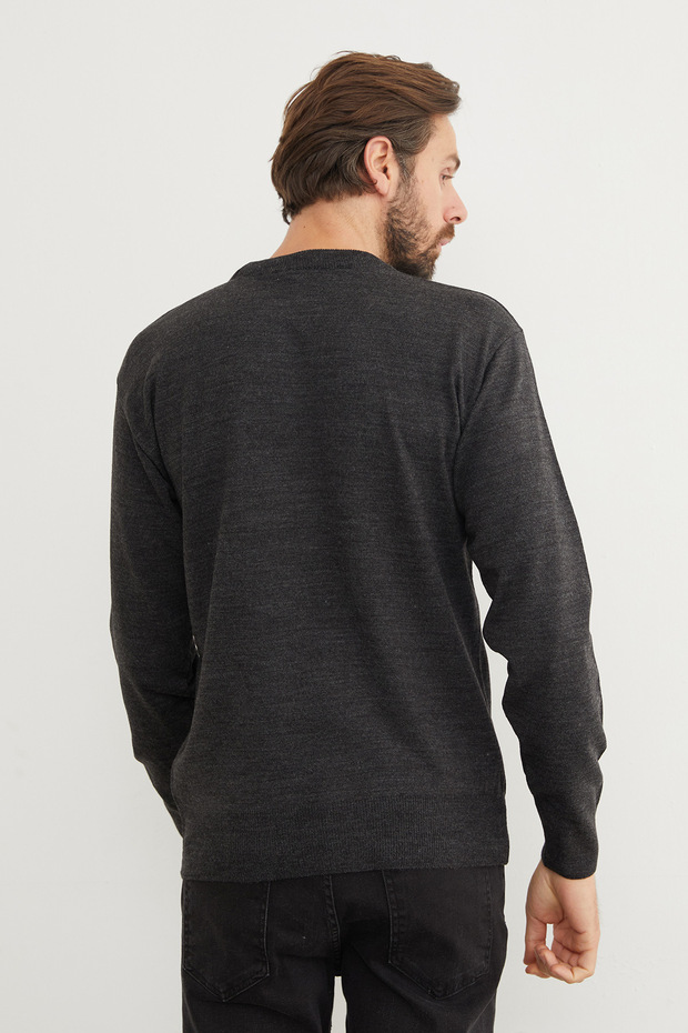 Basic Bisiklet Yaka Triko Kazak - 8